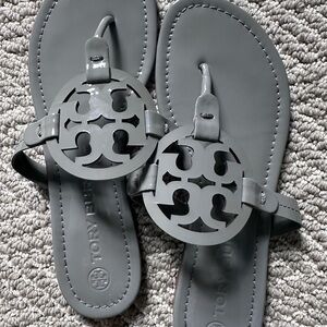 Tory Burch Gray Patent Leather Miller Flats